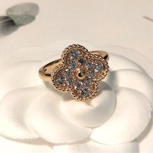 S925 Sterling Silver 18K Gold Rose Leaf Ring
